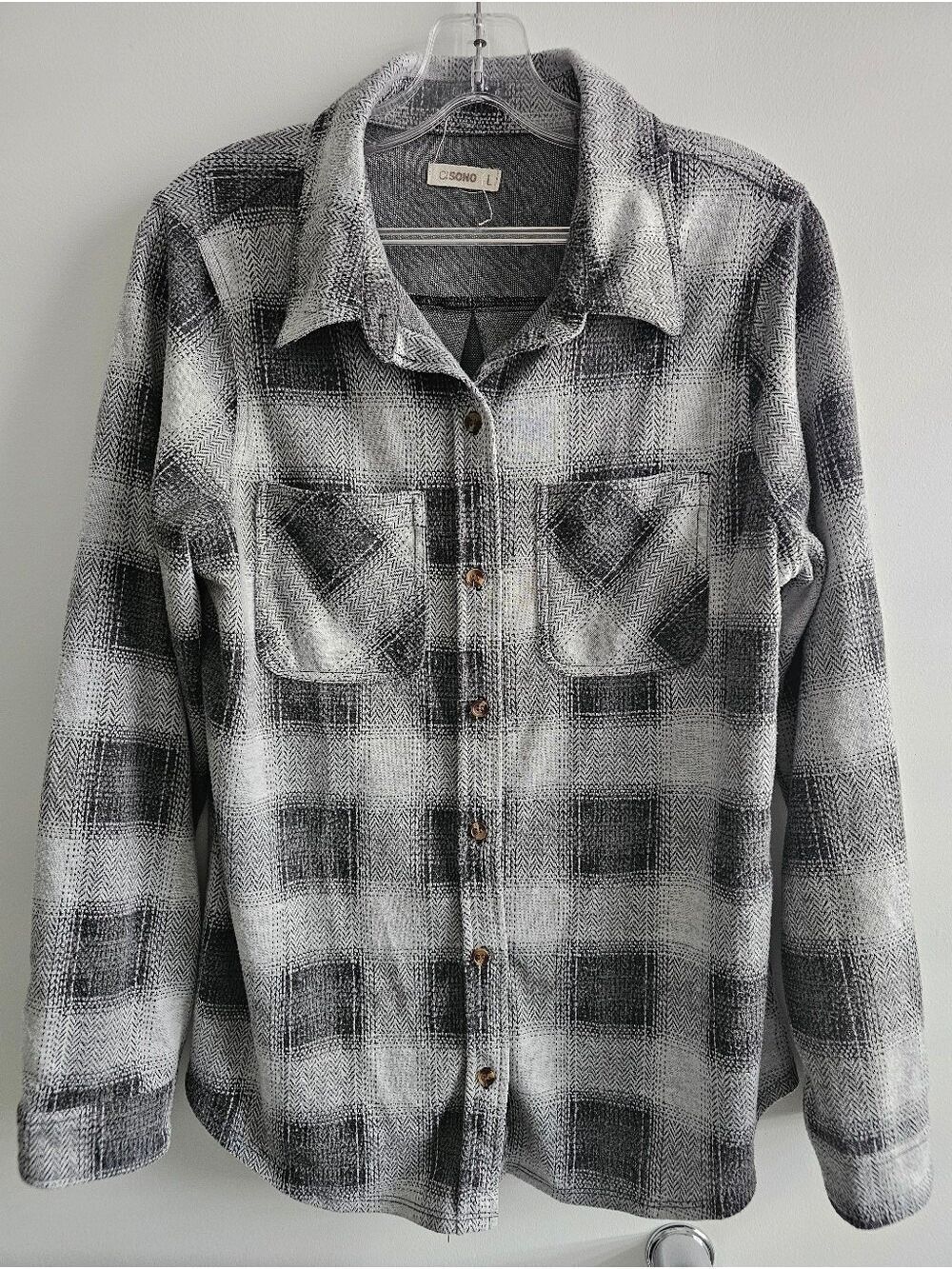 Ci Sono Women’s Flannel Gray Button Up Longsleeve Shirt Medium Large